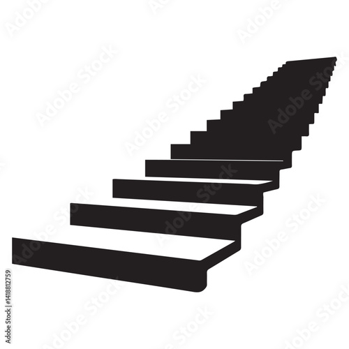 Wallpaper Mural Ascending Vector Black silhouettes stair, minimalistic illustration, minimalist design of stairs. with white background Torontodigital.ca