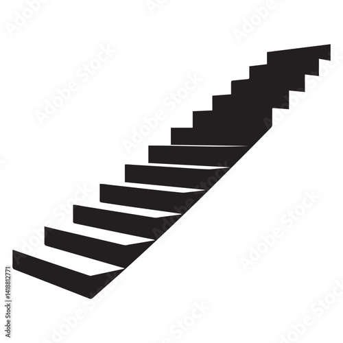 Wallpaper Mural Ascending Vector Black silhouettes stair, minimalistic illustration, minimalist design of stairs. with white background Torontodigital.ca