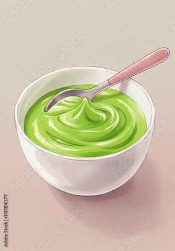 Wallpaper Mural Crème verte onctueuse bol blanc lumière douce. AI Generated Torontodigital.ca