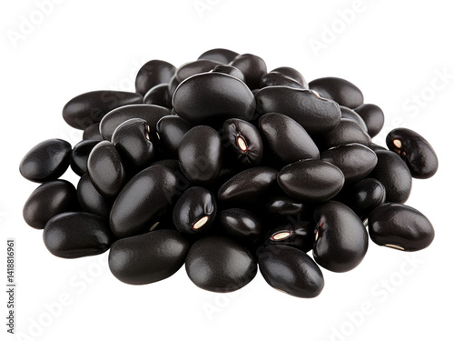 A Close-Up View of a Pile of Shiny Black Beans, Rich in Texture and Color, Highlighting the Details of Each Bean's Unique Shape