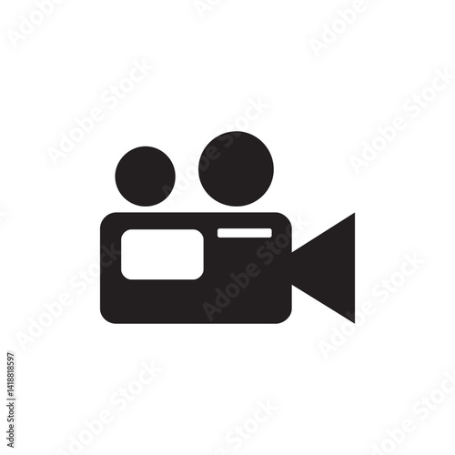 Classic Film Camera Icon Simple Black and White Video Recorder Symbol for Filmmaking, Movie Production, and Cinema