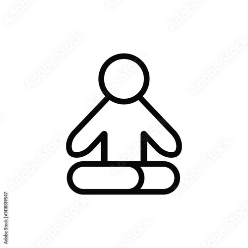 Simple Line Art Illustration of Person Meditating in Lotus Position - Mindfulness, Yoga, Peace Icon