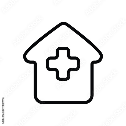 Healthcare Home Icon Medical House Symbol, Clinic Logo, Hospital Sign, Vector Illustration