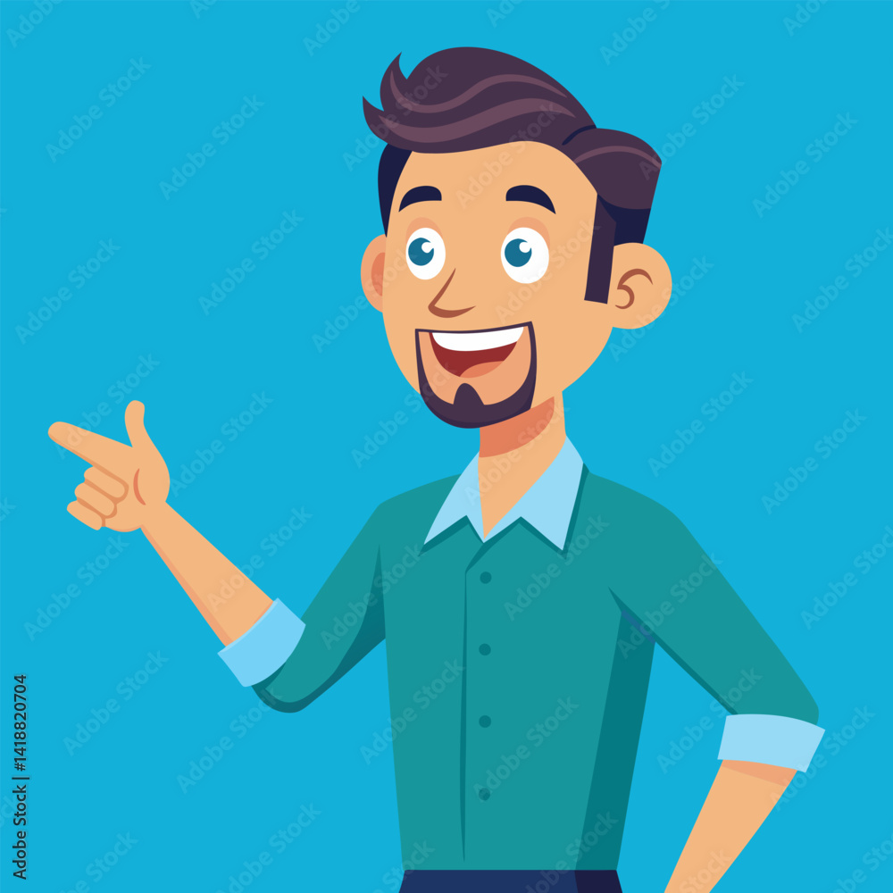 Happy man pointing into a blank copy space spot with two hands Happy man pointing into a blank copy space spot with two hands