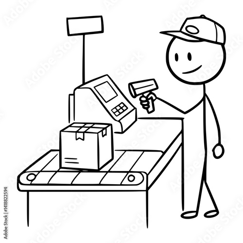 Sticky man cashier scanning