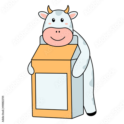 Obraz na płótnie Cute Cow Illustration in Cartoon Design. Vector Character. w salonie