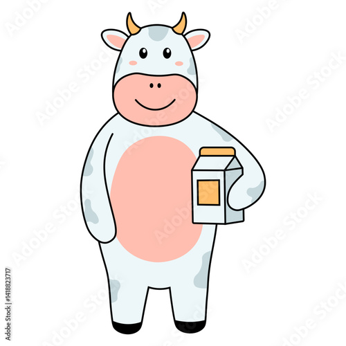 Obraz na płótnie Cute Cow Illustration in Cartoon Design. Vector Character. w salonie