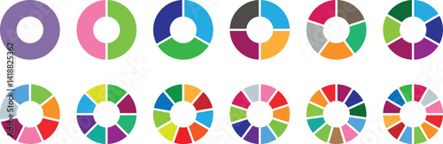 Circle diagram, pie chart infographic design. Flat process cycle. Progress sectors. business elements and statistics with numbers. Business infographic vector set. Piechart information template.