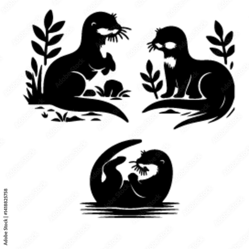 set of otter silhouette , otter silhouette set of otter silhouette , otter silhouette