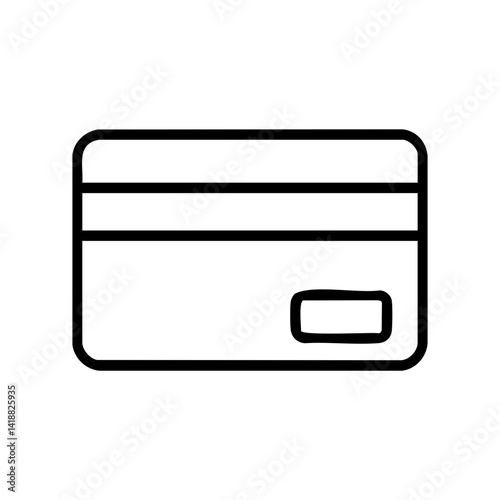 Minimal black outline icon of a credit or debit card, ideal for financial apps, online payment platforms, or digital wallet interfaces.