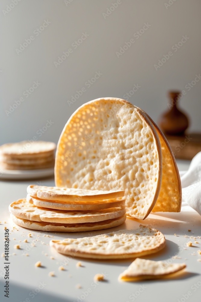 Crispbread Stack Still Life Delicious Nordic Flatbread Photography Style Crispbread Stack Still Life Delicious Nordic Flatbread Photography Style