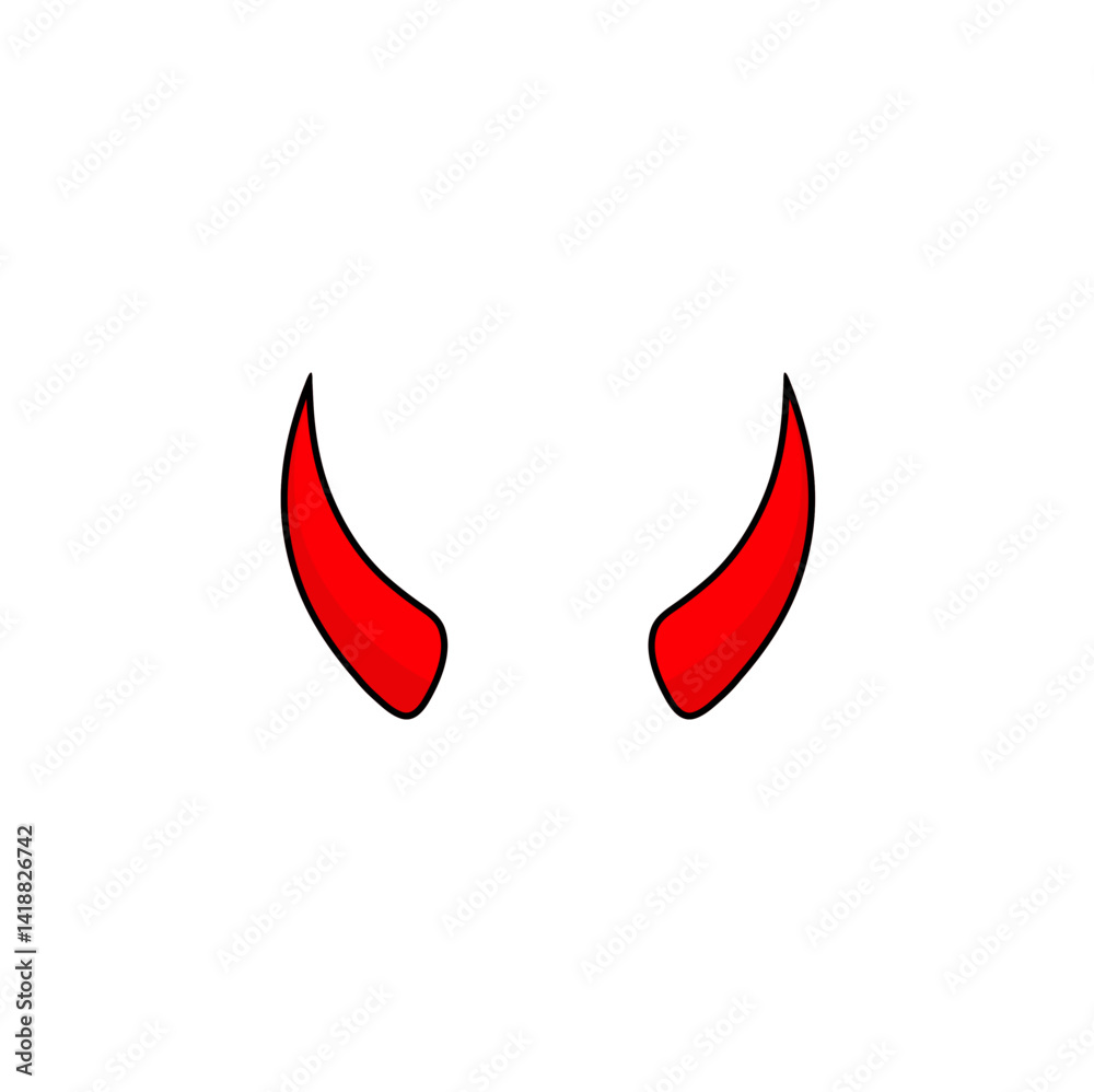 Simple red devil horns icon Simple red devil horns icon