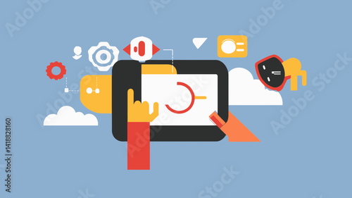 Vector Illustration of Accelerated Mobile Pages Concept for SEO with Abstract Elements and Mobile Device in Flat Design