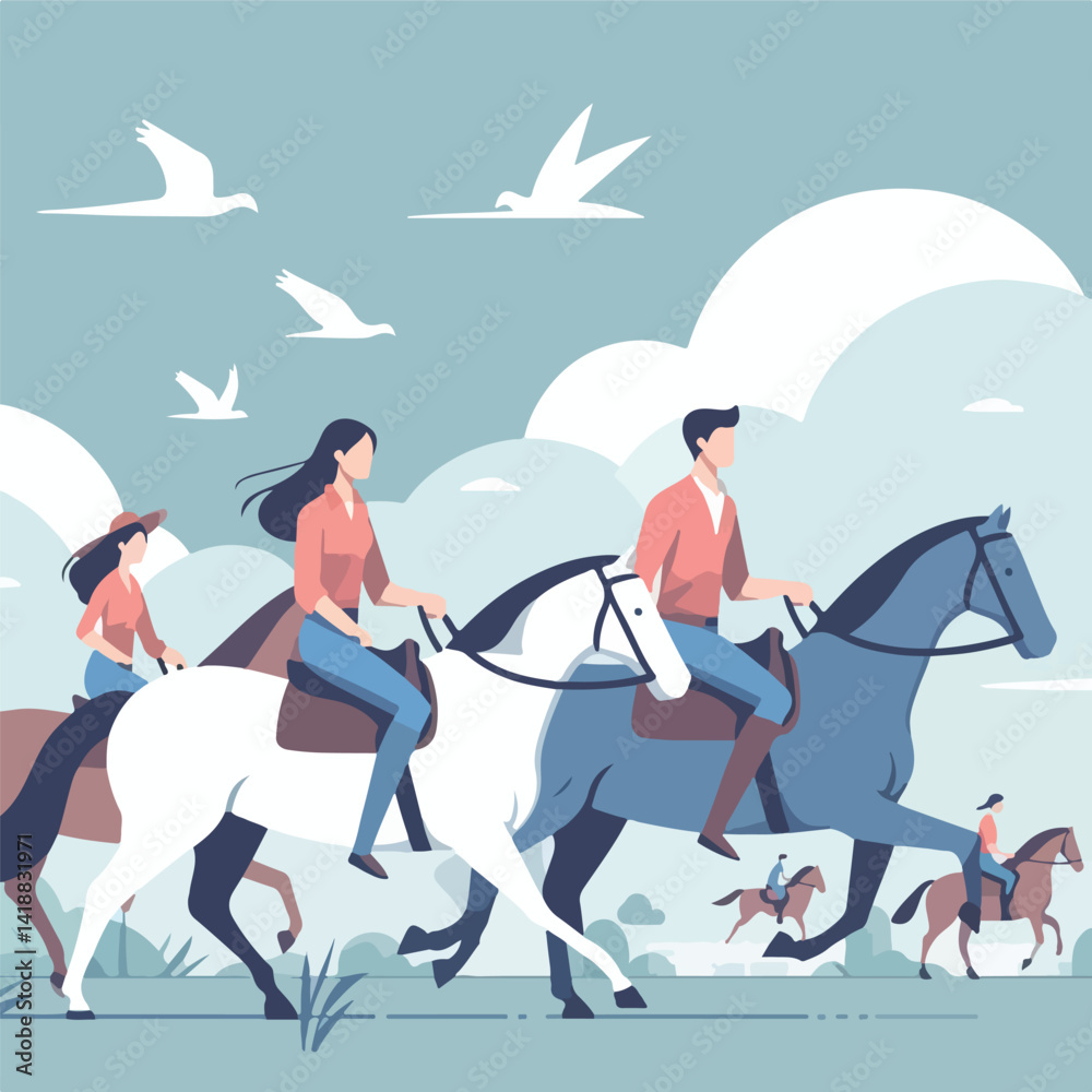 Obraz premium vector image of a person riding a horse