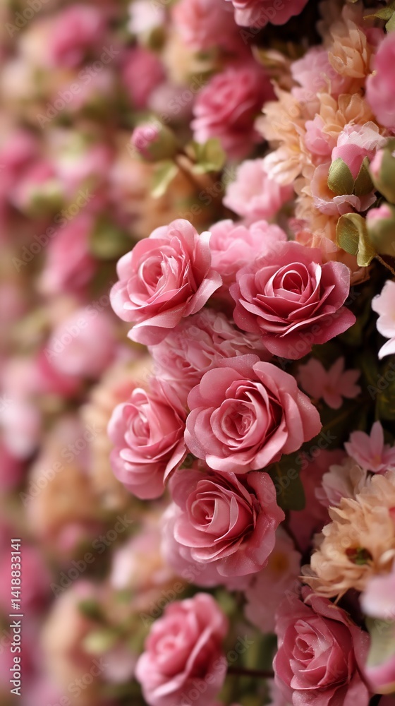 Close-up of a vibrant bouquet of pink roses Close-up of a vibrant bouquet of pink roses