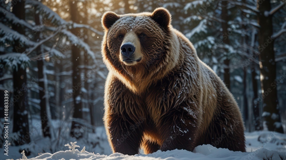 Fototapeta premium brown bear in the snow