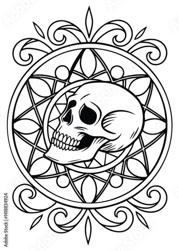 Ornate Mandala Design Featuring a Skull Illustration