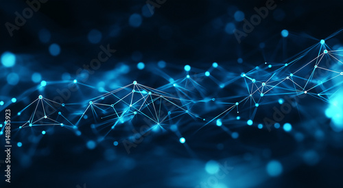 Abstract blue background with glowing network connections and dots