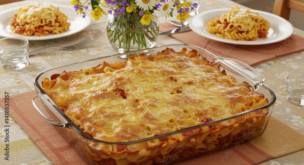 Baked Pasta Casserole with Melted Cheese Baked Pasta Casserole with Melted Cheese