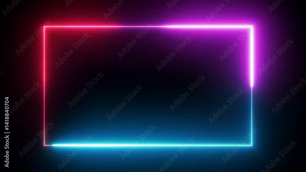 Neon Light Frame Design with Blue and Pink Glow on Dark Background Neon Light Frame Design with Blue and Pink Glow on Dark Background