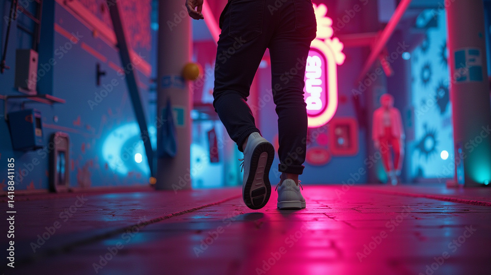 Fototapeta premium Person wearing a red helmet and goggles.