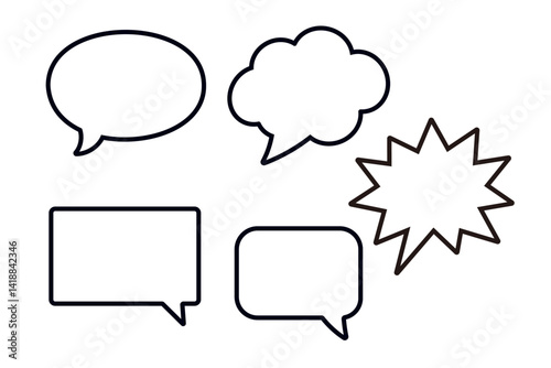 Minimal Speech Bubble Icons Set with Transparent Background
