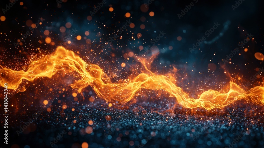Naklejka premium Fiery abstract digital art background