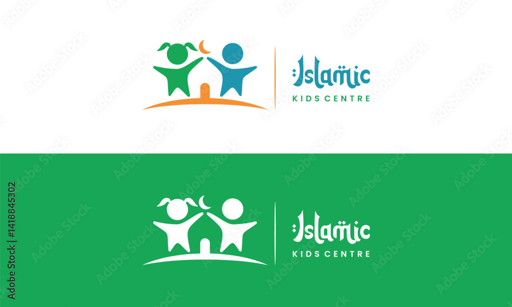 Fototapeta premium Muslim child logo design, suitable for Islamic education school logo template