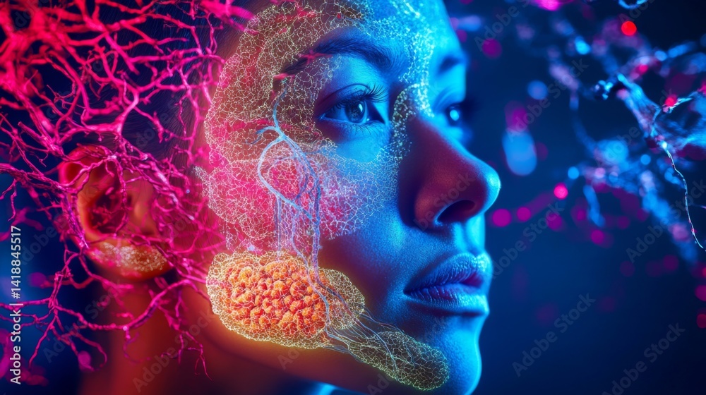 A surreal journey through the mind is captured in vibrant colors. The image combines neural connections and abstract forms. Explore the depth of thought. Generative AI