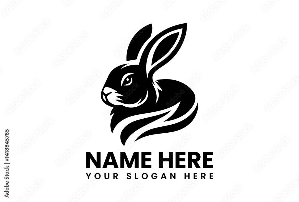 Fototapeta premium Stylized Rabbit Head Vector Graphic. Modern Animal Design