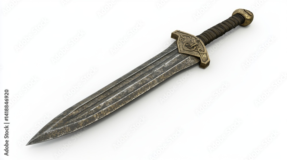 A beautifully designed sword with intricate details and a vintage feel. This weapon evokes a sense of history and craftsmanship. Perfect for collectors and enthusiasts. Generative AI
