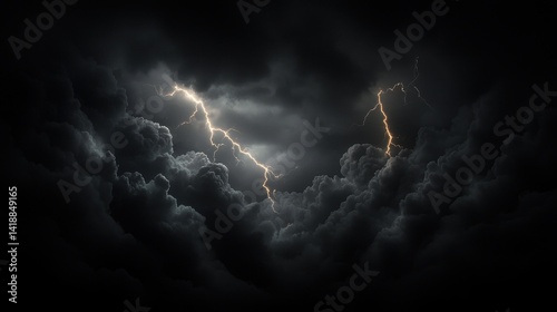 Dramatic storm clouds with lightning, sky background