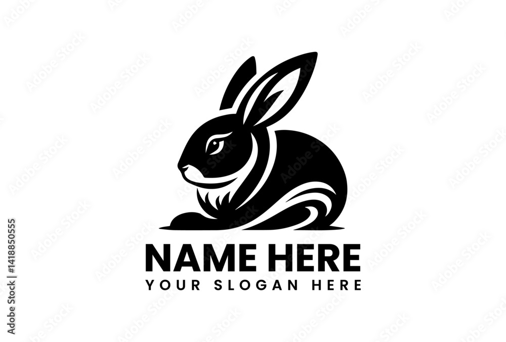 Fototapeta premium Bold Rabbit Head Graphic. Cute Animal Design