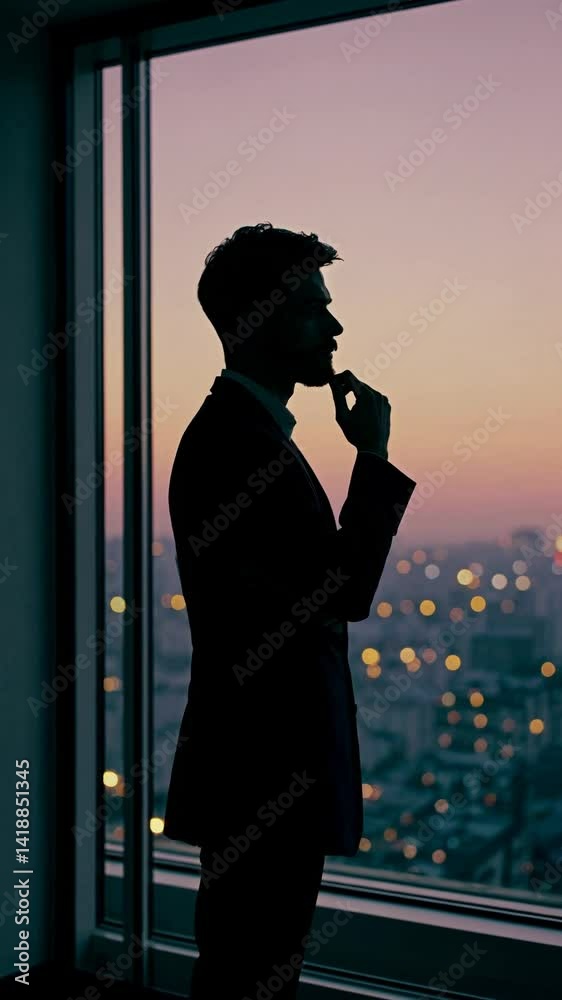 custom made wallpaper toronto digitalSilhouette of a thinking businessman.
