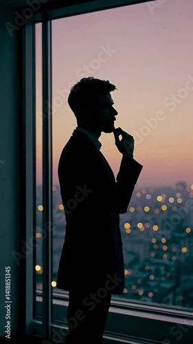 Wallpaper Mural Silhouette of a thinking businessman.
 Torontodigital.ca