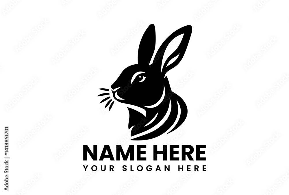 Fototapeta premium Detailed Rabbit Vector Logo Silhouette. Classic Animal Motif