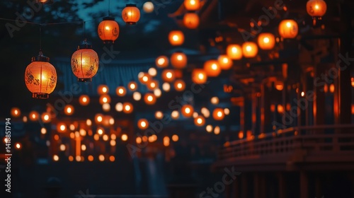 Wallpaper Mural Illuminated Night at Japanese Temple: Enchanting Lanterns and Warm Glow Torontodigital.ca