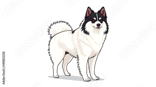 Alaskan Klee Kai Dog Standing - Black and White Fluffy Pet