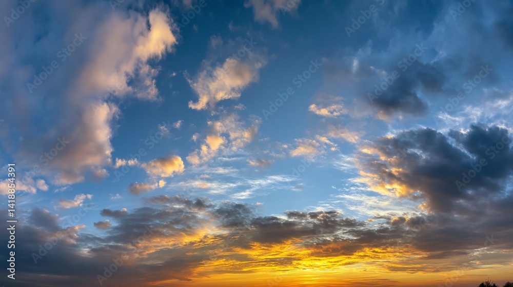 Dramatic sunset sky with varied clouds Dramatic sunset sky with varied clouds