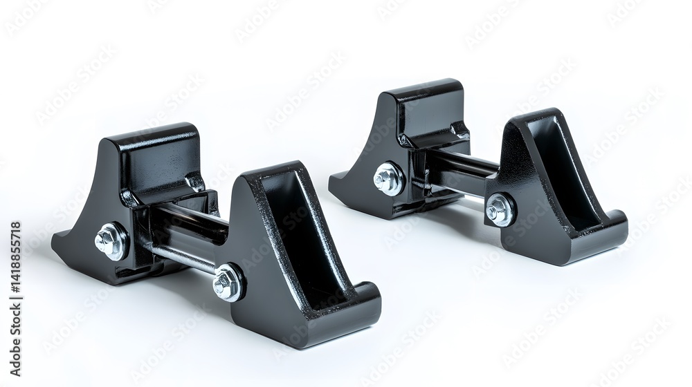 Obraz premium Black metal weightlifting safety clips.