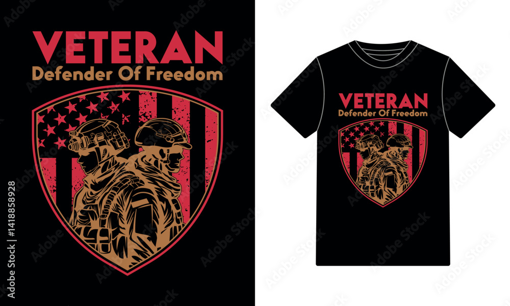 Fototapeta premium Veteran Defender of Freedom T-Shirt Design