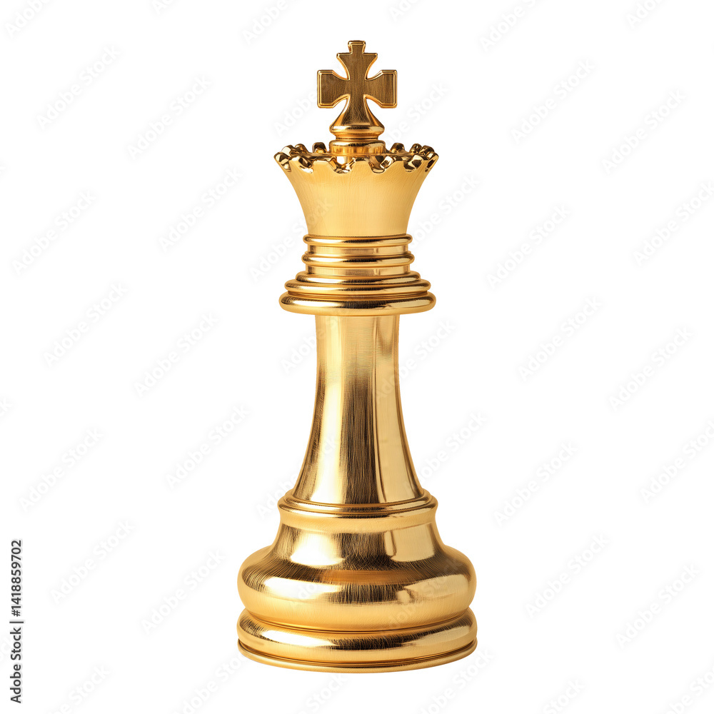 golden The king piece in the game of chess isolated on transparent white background, clipping path golden The king piece in the game of chess isolated on transparent white background, clipping path