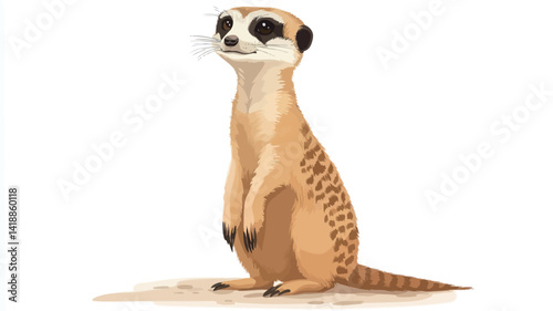 digital painting depicts a meerkat standing in the sand, with visible brushstrokes, giving it a painterly style that showcases its soft, textured fur.