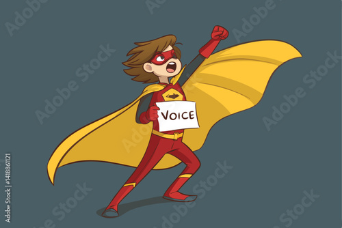 Create a vibrant, anime-style illustration of a dynamic character with a flowing cape, mid-flight, wielding a glowing signature weapon or symbol.
