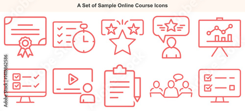 Flat Design E-learning Icons for Course Creators