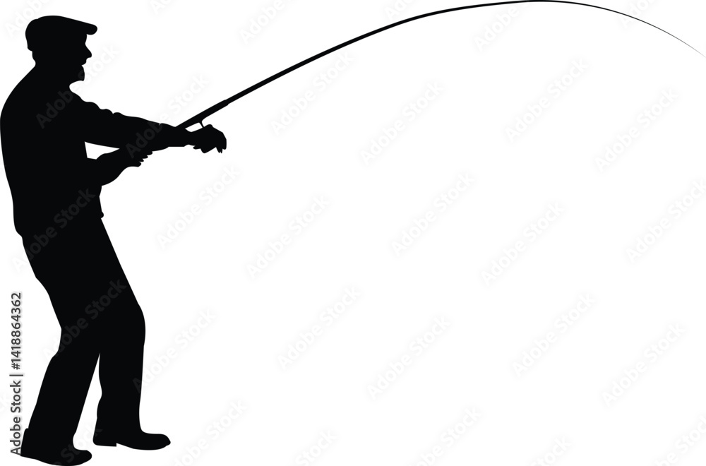 Obraz premium Fishing man silhouette