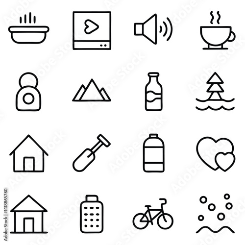 Collection of Simple Line Icons for Web and App Design