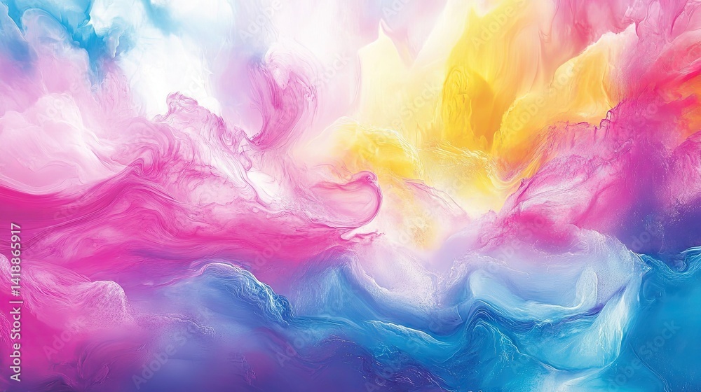 Fototapeta premium A vibrant abstract painting of swirling, colorful, liquid forms.