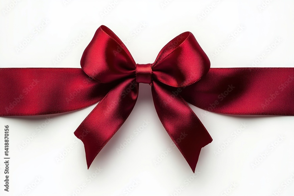 Red Satin Ribbon Bow on White Background Red Satin Ribbon Bow on White Background