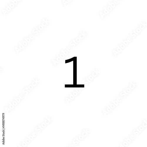 1 number in black colour with white background vector 